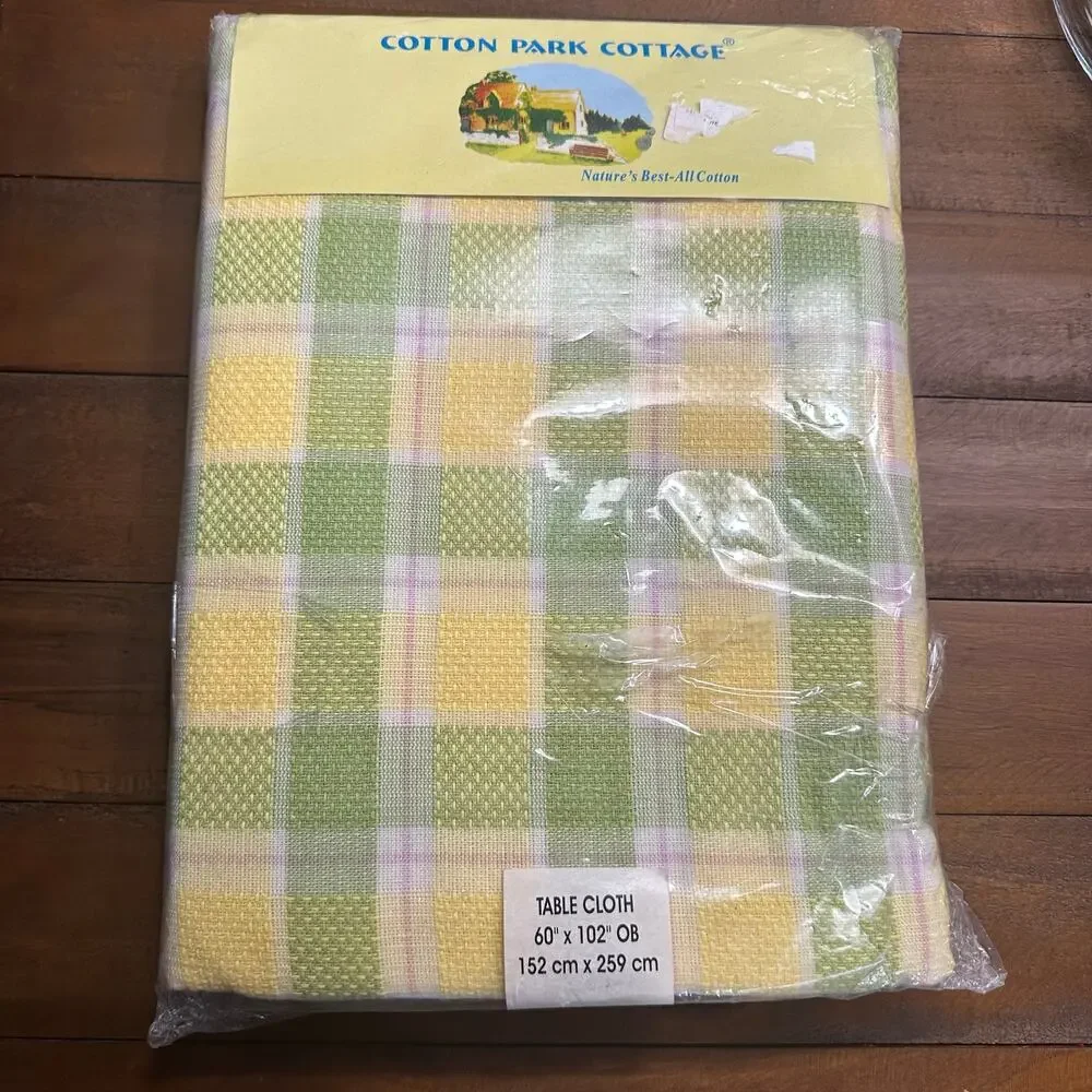 Cotton Park Cottage Plaid Pastel Color Yellow green 60x102